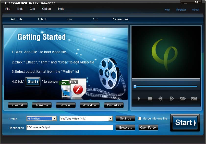 Screenshot of 4Easysoft SWF to FLV Converter 3.1.20