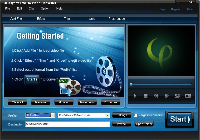 Screenshot of 4Easysoft SWF to Video Converter