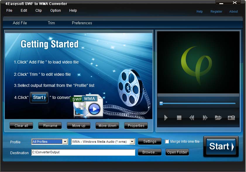 Screenshot of 4Easysoft SWF to WMA Converter 3.1.20