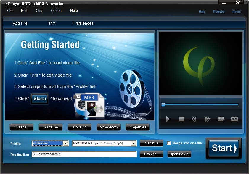 Screenshot of 4Easysoft TS to MP3 Converter 3.1.18