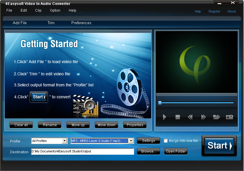 Screenshot of 4Easysoft Video to Audio Converter