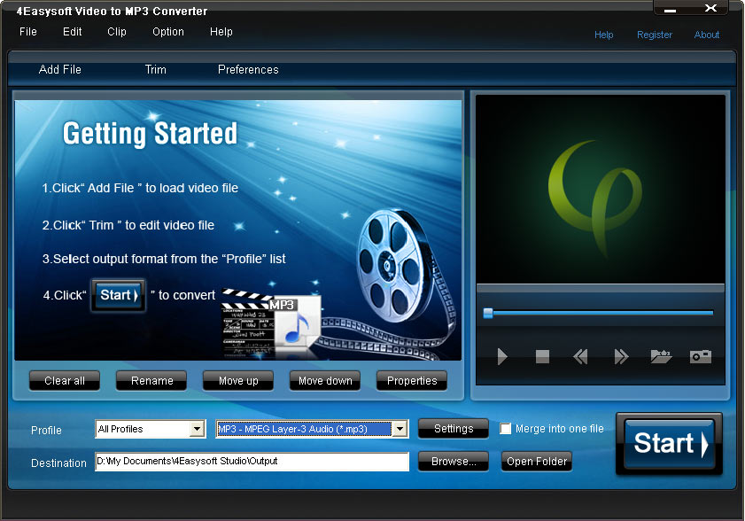 Screenshot of 4Easysoft Video to MP3 Converter