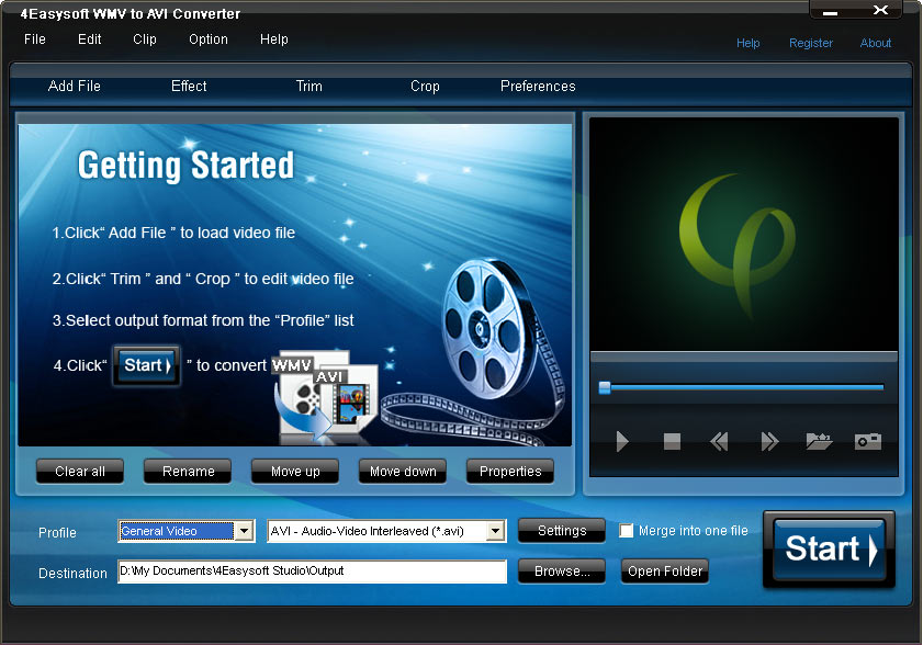 Screenshot of 4Easysoft WMV to AVI Converter