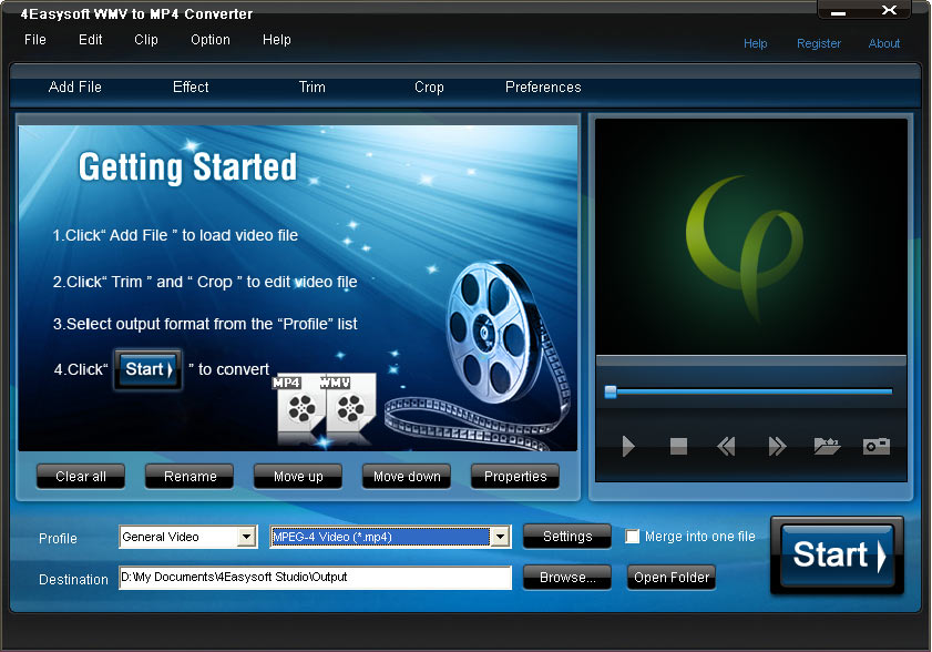 Screenshot of 4Easysoft WMV to MP4 Converter