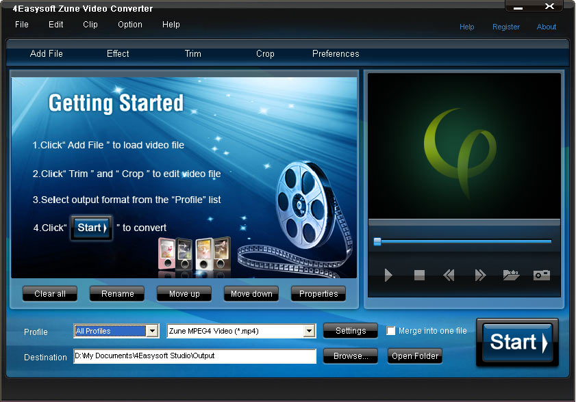 Screenshot of 4Easysoft Zune Video Converter