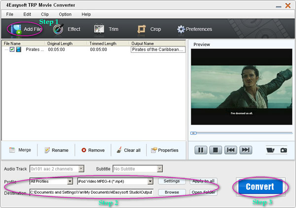 4Easysoft TRP Movie Converter Steps