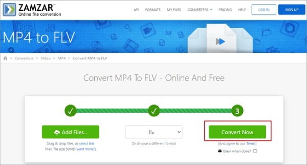 Zamzar FLV Converter