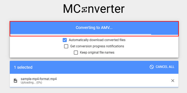 Mconverter Convert MP4 to AMV