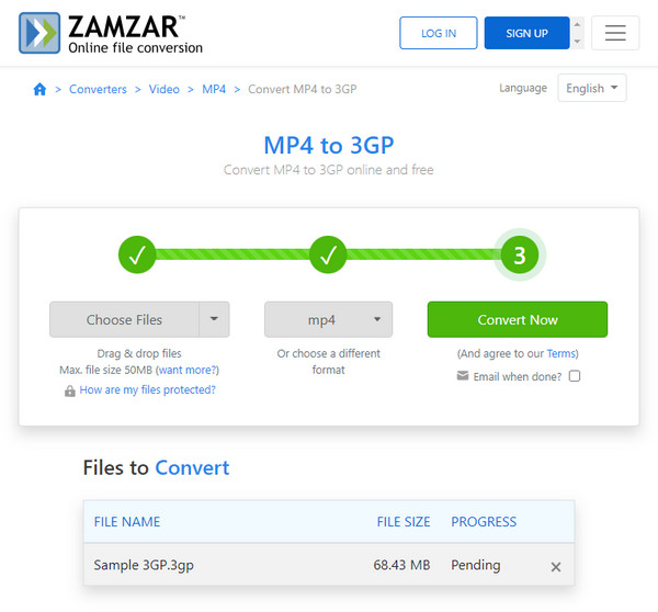 Zamzar 3GP Video Converter