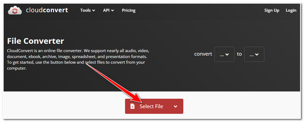 VLC to MP4 CloudConvert Click Select File Button