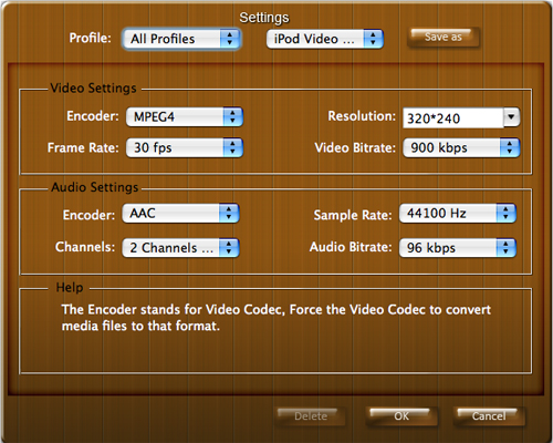Mac Video Converter Settings