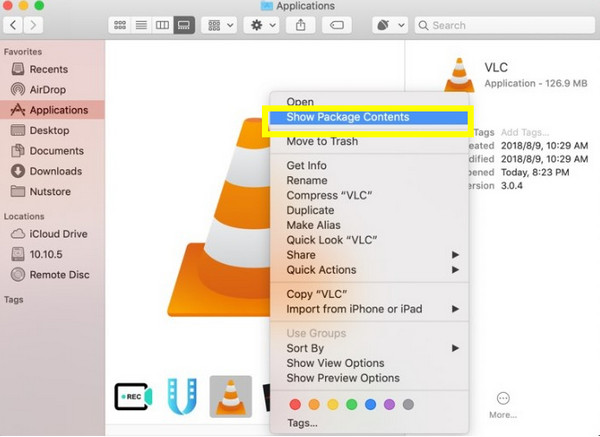 Indhold af Mac VLC Show-pakken