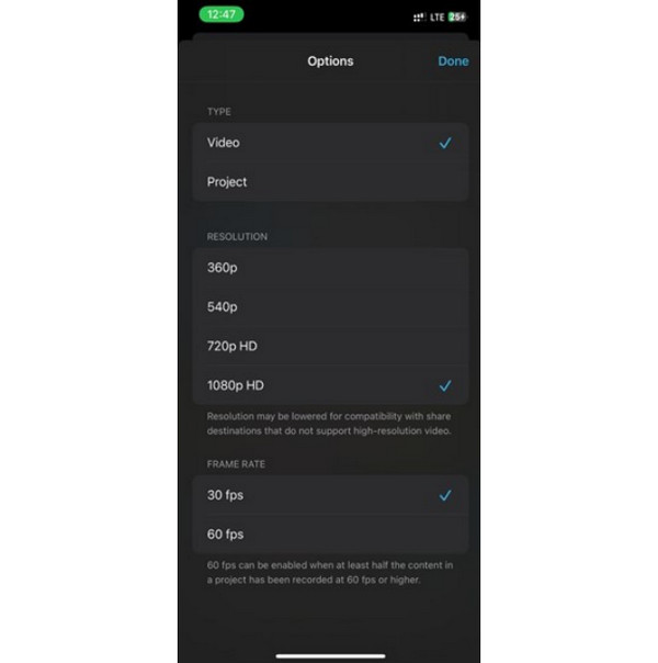 iMovie MOV tömörítés