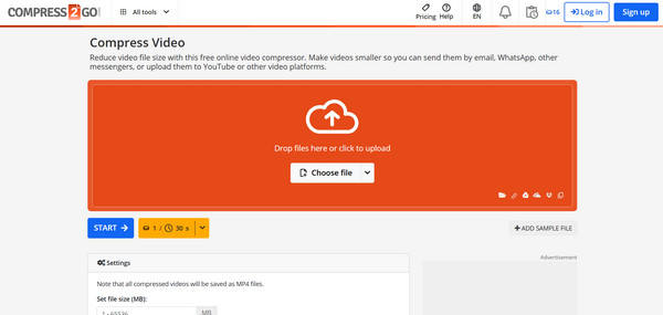 Compress2Go, compresseur vidéo en ligne gratuit