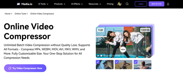 Compresseur vidéo en ligne gratuit Media.io