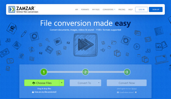 Compresseur vidéo en ligne Zamzar gratuit
