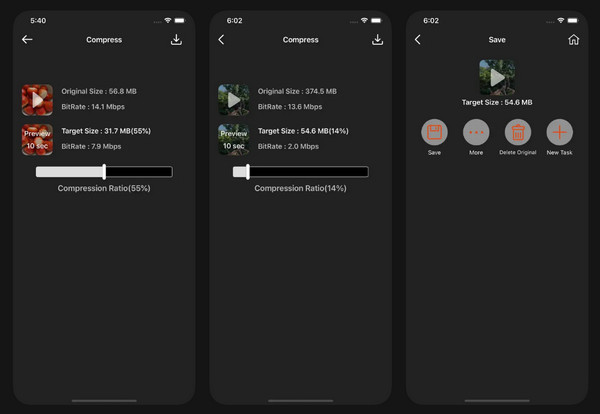 Compression vidéo, rétrécissement des vidéos