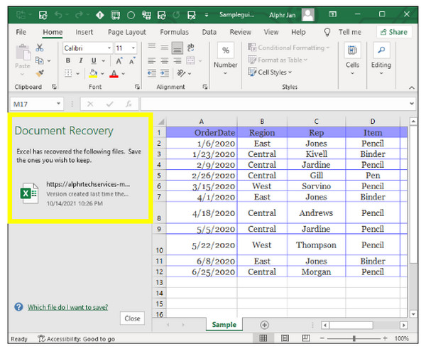 Dokumentenwiederherstellung (Kopf nach links)