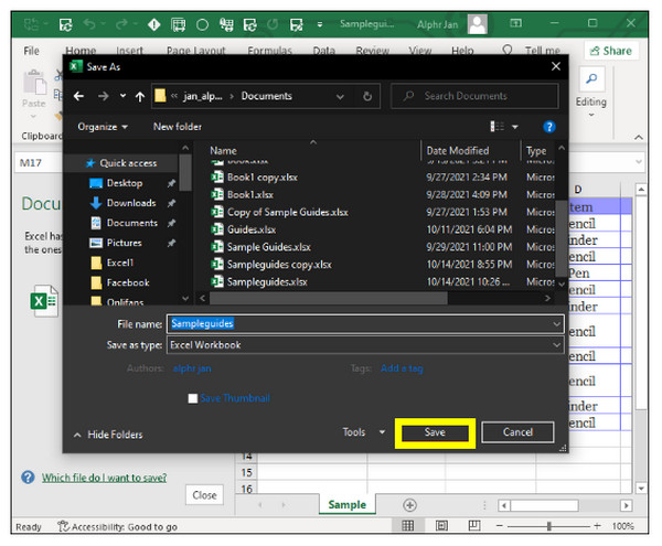 Dokumentenwiederherstellung: Excel-Datei speichern
