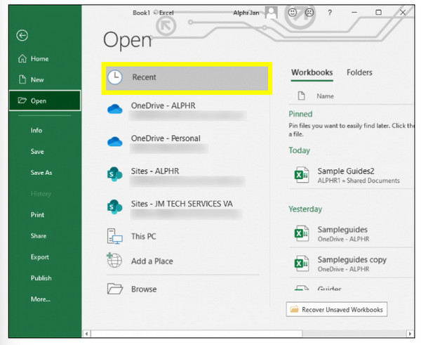 Manuell zu „Nicht gespeicherte Arbeitsmappen wiederherstellen“