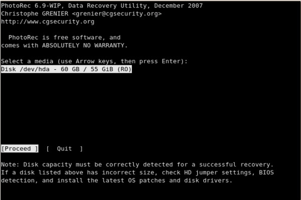 PhotoRec SD-Speicherwiederherstellungssoftware
