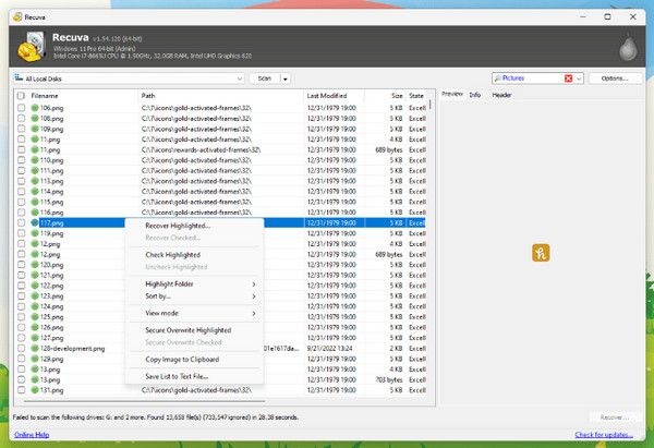 Recuva SD Speicherwiederherstellungssoftware