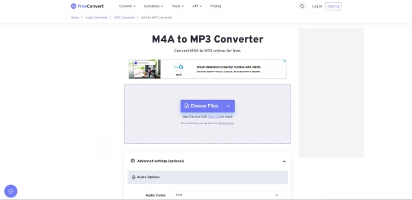 FreeConvert M4A를 MP3로 변환