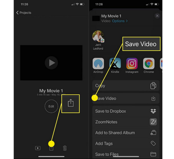 Conversia MOV în MP4 pe iMovie