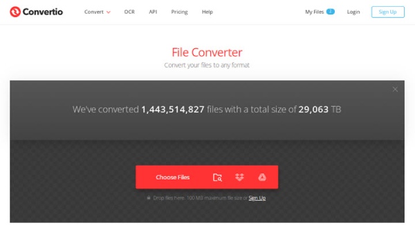 Convertio에 동영상 업로드