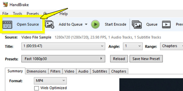 تحميل ملف SWF باستخدام برنامج Handbrake