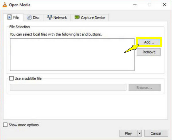 إضافة ملف SWF إلى برنامج VLC