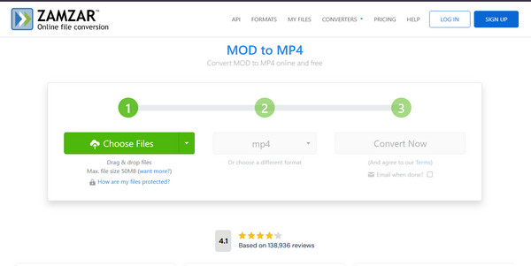 Zamzar Modu MP4'e Dönüştürme