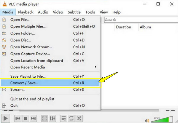 VLC Seleccionar Convertir Guardar