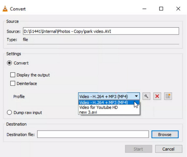 VLC converte Mp4 in Avi