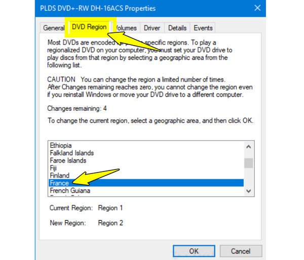 Device Manager Change Drive Region