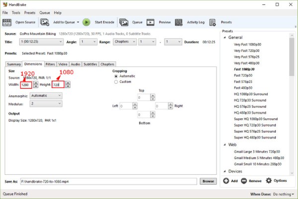 Handbrakeで動画を1080pに高画質化