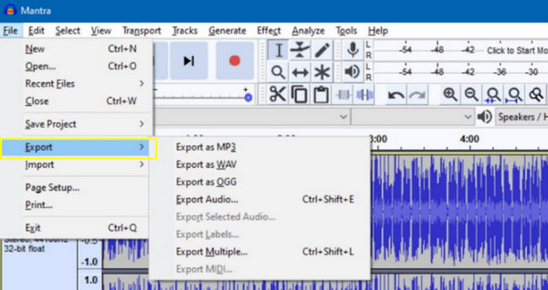 Εξαγωγή ήχου από βίντεο από το Audacity