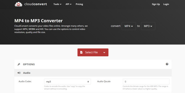CloudConvert Εξαγωγή ήχου από βίντεο