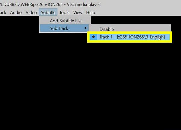 VLC Select Subtitle Track