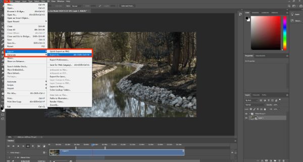 Экспорт видео Photoshop