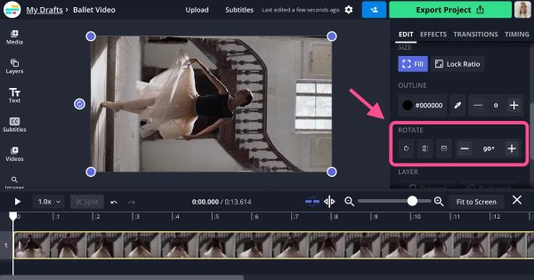 Rotera MP4-video Kapwing