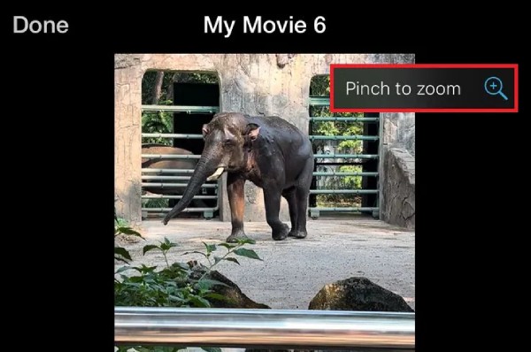 iMovie Zoom za stabilizaciju