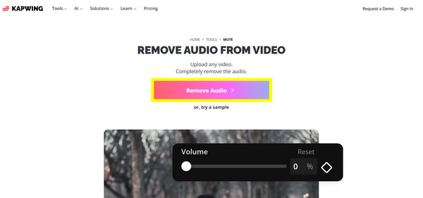 Kapwing удаляет музыку из видео онлайн.
