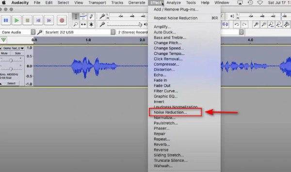 הסרת רעשי רוח באמצעות Audacity