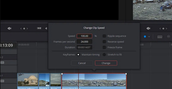 DaVinci Resolve Videogeschwindigkeitswechsler