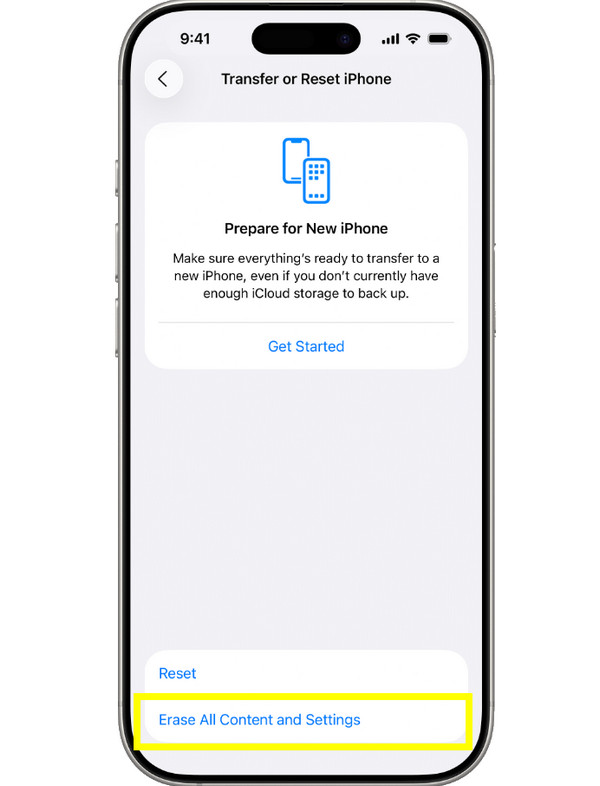 删除所有内容和设置