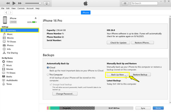 iTunes备份iPhone上的短信