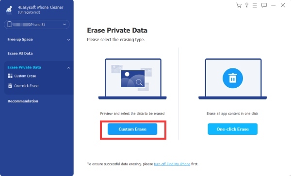Vælg Brugerdefineret sletning