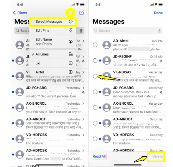 Apagar vários grupos de mensagens no iPhone