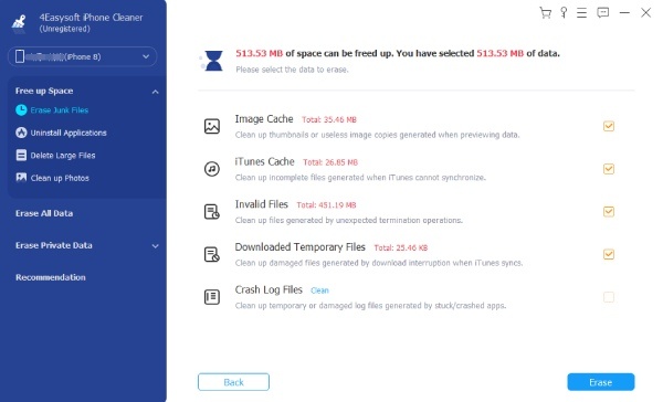 Cancella i dati indesiderati